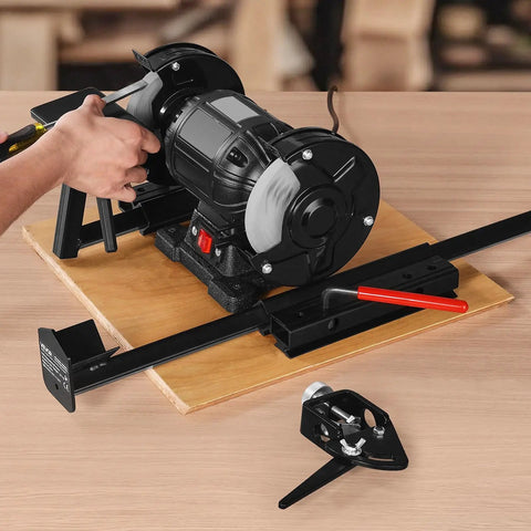 All In One Grind Sharpening System With Vari Grind Pro Jig for 6 Inch And 8 Inch Bench Grinders Includes Platform Long Support Arm