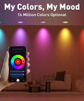 Smartphone controlling Ultra Thin 6 Inch Recessed LED Lights 6 Pack RGBCW With Junction Box 13W 1100 Lumens, color changes on ceiling
