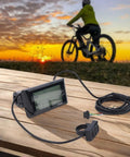 Electric Bike LCD Display Meter With Color Screen, Real-Time Speed, 5-Pin Controller; sunset bike ride background