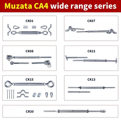 20 Piece 1/8 Inch Cable Railing Hardware Kit Beefy Turnbuckles M5 Eye To Eye For Wood Posts T304 Stainless Steel Deck CK01