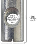 Close-up of a single 20mm length, 10mm diameter Go-To cross dowel from 25 Pack Go-To Cross Dowels And Barrel Nuts 1/4-20 Threads, zinc-plated steel.