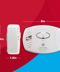 Three Pack Battery Powered Carbon Monoxide Alarm With Electrochemical Sensor, white, 3.4 x 1.5 x 5 inches dimensions shown