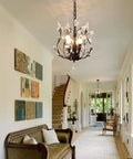 Vintage Style K9 Clear Crystal Chandelier Set Of 3 Pendant Lights for hallway in black finish, elegant ceiling fixture.