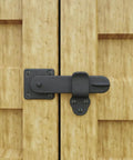 Five And Three Quarters Inch Black Wrought Iron Barn Door Latch Tough As Nails With Mounting Hardware on wooden door
