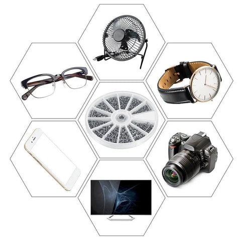 Watch Glasses And Electronics Repair Stainless Steel Screw And Nut Set 600 Pieces 12 Sizes M1 To M1.6 With Plastic Storage Box Handy Small Hardware Kit For DIY Electronics Repair Rust Resistant Durable.