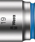 Side view of Zyklop Three Eighths Inch Hex Socket 19mm Size With 29mm Length Ball Intercept Ring Rear End Knurling Chrome Plated Finish