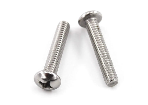 Top Tier 304 Stainless Steel Pan Head Screw Kit With Quarter Twenty Threads And Five Mixed Lengths for heavy duty jobs, showing two screws.