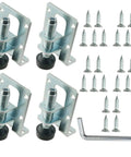 Heavy Duty Furniture Leveling Shims With Adjustable Metal Cabinet Legs And Anti Slip Foot Pads For Wardrobes And Workbenches Including Hex Wrench For Kick Those Wobbles Fast Dead Flat Setup with screws and hex wrench included.
