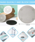Top Shelf 2 Pack Heavy Duty Silicone Drain Hair Catcher Featuring Rock Solid Suction Cups Sticks Like Glue Stops Hair Clogs Cold And Keeps Your Plumbing Spotless White, 5.9in size.
