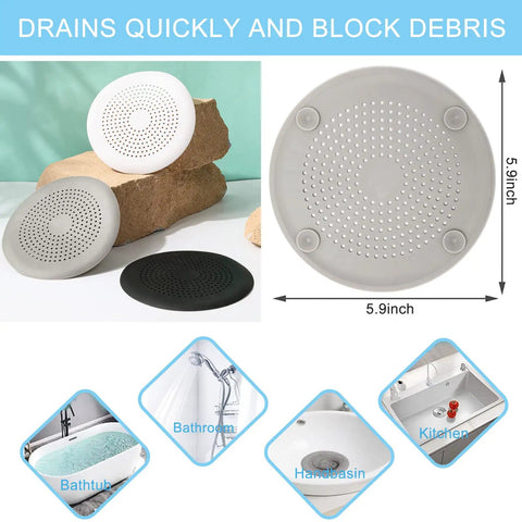 Top Shelf 2 Pack Heavy Duty Silicone Drain Hair Catcher Featuring Rock Solid Suction Cups Sticks Like Glue Stops Hair Clogs Cold And Keeps Your Plumbing Spotless White, 5.9in size.