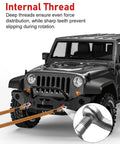 Rock Solid 3/8 Inch 304 Stainless Steel D Ring Tow Shackles Hella Rust Resistant Marine Clevis Hook showing internal thread for secure towing.