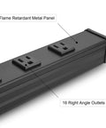 Close-up of Beefy Heavy Duty Metal Power Strip With Big Outlet Spacing For Garage And Workshop 16 Outlet Industrial Power Strip