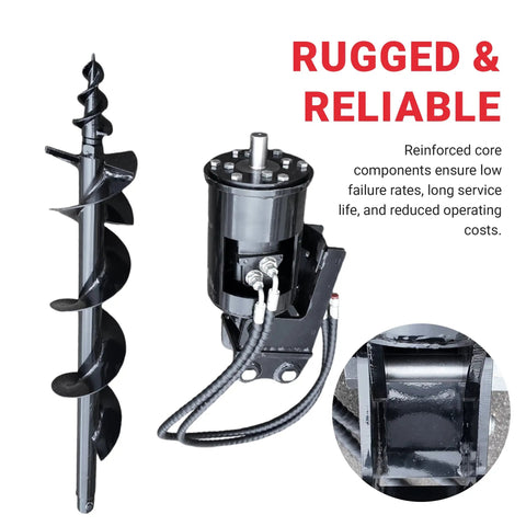 Built Tough Mini Excavator Auger Drill Attachment 1020mm Length With Universal Fit For 1.8 Ton Machines Rugged Earth Drilling Tool