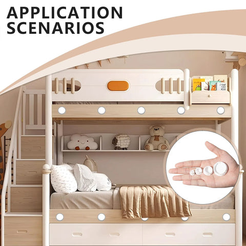 White Nylon Hole Plugs Kit With 13 Sizes From Quarter Inch To One And A Half Inch shown for furniture applications with hand display.