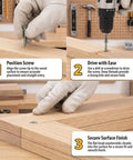 Steps showing Heavy Duty Size 6 X 1/2 Inch Stainless Steel Flat Head Wood Screws, Slick Phillips Drive for Hassle Free Building in use.