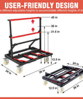 Upgraded Pro Grade Drywall Cart Dolly 2400 Lb Capacity with adjustable height and 6-inch nylon wheels, 36x24 inch dimensions