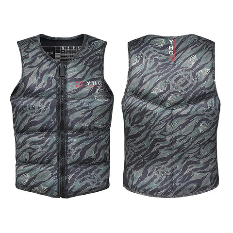 Mens Neoprene Wakesurf Impact Vest For Wake Surf And Skimboard All Watersports Gear Lightweight Flexible Quick Dry Fit For Boating Rafting Surfing XXL, front and back view