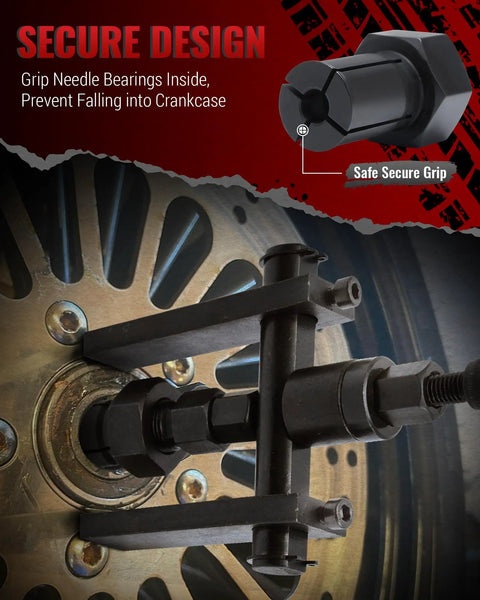 Motorcycle Wheel Bearing Puller Set For Blind Hole Removal 8 To 25 Mm Inner Bearings attached to wheel hub.