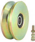 Heavy Duty 4 Inch V Groove Wheel With Double Bearings For Silky Smooth Gate Sliding Built Like A Rock With Zinc Galvanized Finish. Industrial-grade with dual sealed bearings.