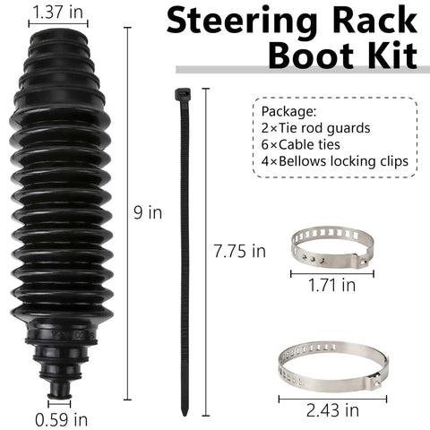 Universal Steering Rack Boot Kit DIY Friendly Pro Grade Inner Tie Rod Boots For Rack And Pinion, Dustproof Silicone Boots Set