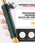 Two Pack 12 Inch Extended Reach Dual Head Air Chuck With 1/4 Inch FNPT showing ergonomic silica gel grip and storage hook