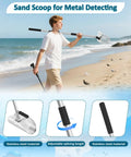 Man using Two In One Sand Scoop For Metal Detecting With Long Detachable Handle Stainless Steel Beach Shovel And Sifter on beach