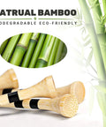 150 Pack Bamboo Golf Tees 3.25 Inch Long, Durable Eco Friendly with black stripe, bamboo shoots background