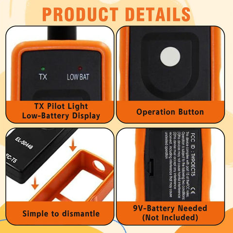 Universal Car TPMS Relearn Tool For Tire Pressure Sensor Activation And Reset, Built Tough Abs Housing, displays battery status.