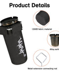 Ultimate Drumstick Bag Holder For 14 Pairs With Metal Rod Extension And Heavy Duty 1200D Water Repellent Case For Mallets Brushes And Small Gear No Clamp Needed, showing 1200D fabric and metal extension.