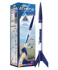 Athena Ready To Fly Beginner Model Rocket Kit Prebuilt Parachute Rocket For Ages 10 Plus displayed with packaging