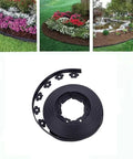 Durable 100Ft Landscape Edging Kit With 60 Spikes For Lawn And Garden Flexible Black 1.5 Inch Tall Border displayed in garden use