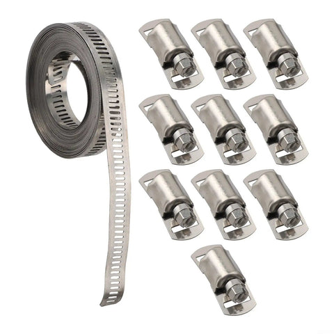 Ultimate Stainless Steel Hose Clamp Kit 304 Grade Adjustable Worm Gear Strap For Automotive Marine And DIY Pipe Repair Silver Heavy Duty Reusable Fasteners 12.6mm Width Perfect Fit No Rust Just Solid Strength You Can Count On. coil and clamps