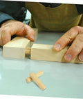 Wood Dowel Pin Kit 500 Pcs Fluted Beveled Hardwood Connectors used in furniture assembly hands aligning wood pieces
