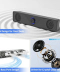 Desktop Monitor Soundbar With USB Powered Plug And Play Audio For Laptop And PC 3.5mm AUX Volume Knob sleek design image