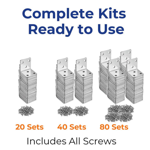 Built Different Premium Stainless Steel L Brackets Heavy Duty Corner Brace bulk pack with screws ready to use.