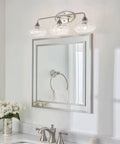 26 Inch Modern Three Light Vanity Light With Hammered Glass Shades In Brushed Nickel Finish Ultra Slick Bathroom Fixture