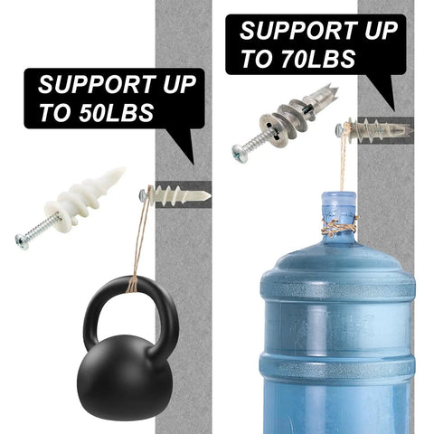 550 Piece Drywall Anchors And Screws Kit with self drilling plastic and zinc anchors supporting weights up to 70lbs
