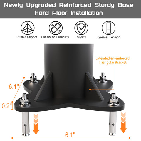 Base of 2 Pack 10-Foot Shade Sail Poles, 2.6 Inch Diameter Steel Heavy Duty, Wind Resistant Shade Pole Kit with mounting hardware.