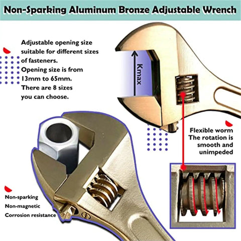 36 Piece Non Sparking Tool Set With Double Open End Wrenches And Combination Wrenches Pipe Wrenches Ball Pein Hammer Aluminum Bronze Adjustable Wrench