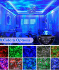 Starry Sky Projection Night Light With Remote Control Music Speaker And Timer Galaxy Projector illuminating a bedroom ceiling
