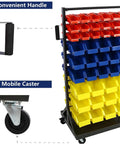 Heavy Duty Rolling Steel Storage Rack With Wheels, 90 Bin Organizer, 9-Tier Dual-Sided Garage Shelf with handle and caster