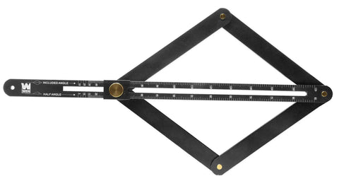 Sturdy Aluminum Angle Finder And Miter Bevel Gauge For Woodworkers, black laser-etched scale and brass pivot for precise angle measurement.
