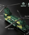 Motorized RC Helicopter Building Set For Adults And Teens 1826 Piece Army Aircraft Kit With Realistic Rotors And Controller