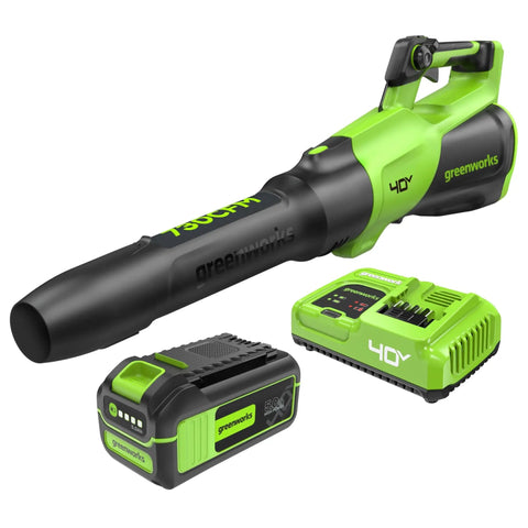 40V Cordless Leaf Blower With Brushless Motor, 730 CFM And 190 MPH, Lightweight Gas Free Workhorse, 5Ah Battery, 5A Rapid Charger