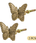 2 Pack Butterfly Cabinet Knobs In Gold Pewter With Delicate Wings And Lifelike Antennae for girl’s room dresser hardware.