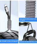 Durcord USB-C charging cable, 2-pack, 10ft, braided nylon outer jacket in silver; rugged pull-resistant design.