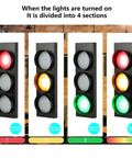 Traffic Light Wall Lamp With Remote Control with red, yellow, green, and mixed modes displayed in four sections