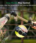 Heavy Duty Watering Wand With 180 Degree Swivel Head 18 Inch Metal Garden Hose Nozzle Sprayer in use on flowers
