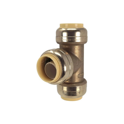 10 Pack One Half Inch Push Fit Tee Brass Plumbing Fittings For Copper PEX CPVC PE-RT Pipe No Tools Quick Connect Reusable