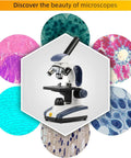 Starter Compound Monocular Microscope With 40X To 1000X Magnification Dual Illumination Fine Focus And 25X Wide Field Eyepiece.